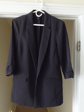INC International Concepts Black Blazer with 3/4 ruched Sleeves